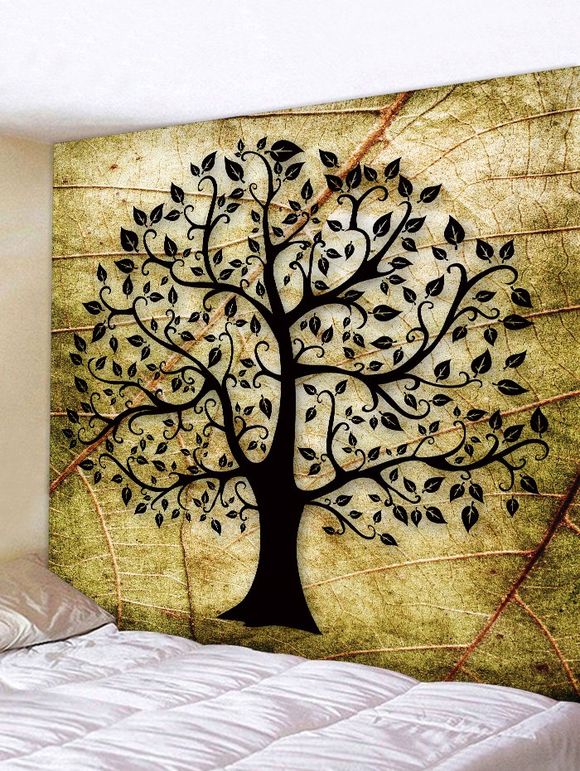 Tapisserie d'impression motif feuille arbre Vintage - Brun Chêne W79 X L59 INCH