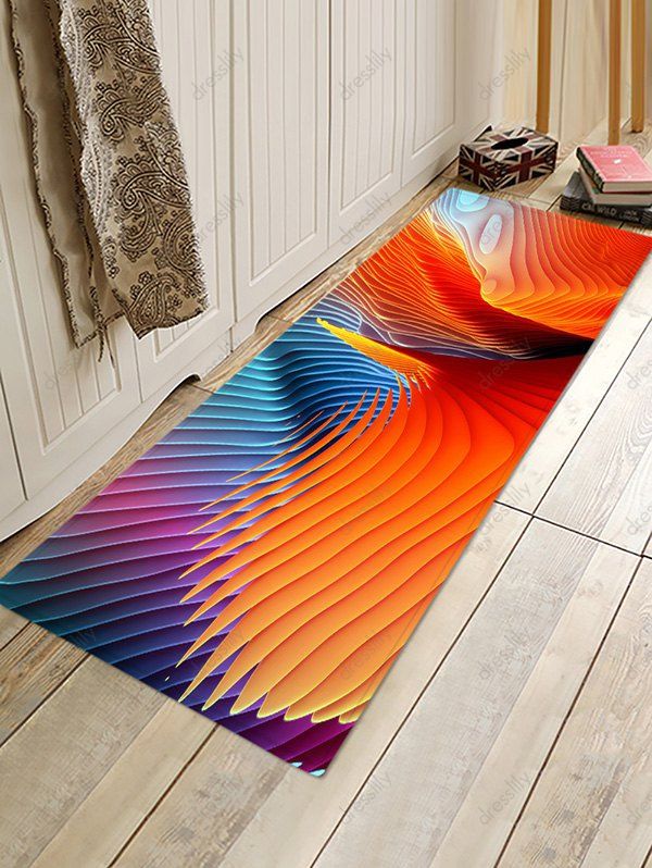 

3D Abstract Print Floor Rug, Dark orange