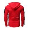 Gothic Grommet Lace Up Sleeve PU Chest Hoodie - CHESTNUT RED 2XL