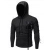 Sweat à Capuche Gothique Manches à Lacets en PU ave œillet - Noir 2XL