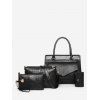 Ensemble de Sac à Main Peau d'Animal Rayé 4 Pièces - Noir 