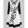 Robe Croisée Papillon Imprimé Grande Taille - Blanc 3X