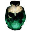 Sweat à Capuche 3D Crâne Imprimée - Vert 4XL
