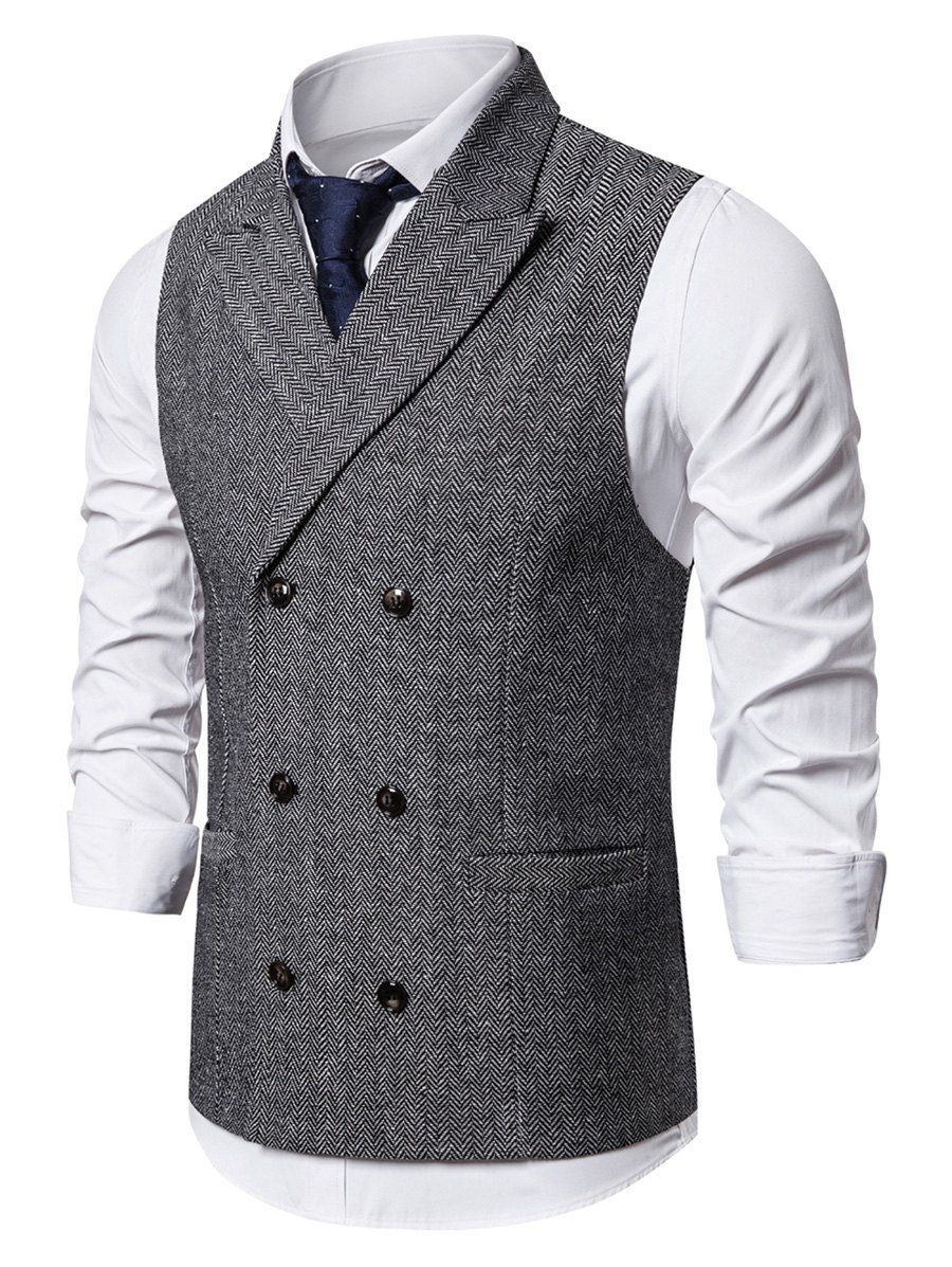 [36% OFF] 2021 Pocket Decoration Twill Button Waistcoat In LIGHT GRAY ...