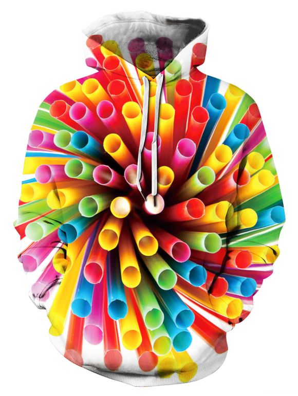 Sweat à capuche imprimé tube coloré 3D - multicolor A 3XL