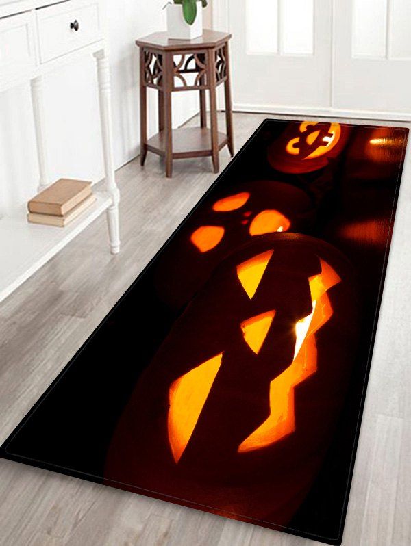 

Halloween Pumpkin Lamp 3D Print Floor Mat, Halloween orange