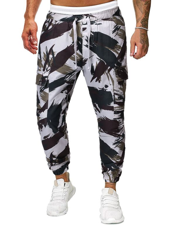 Pantalon de Jogging Décontracté Camouflage Imprimé avec Multi-Poches à Cordon - multicolor S