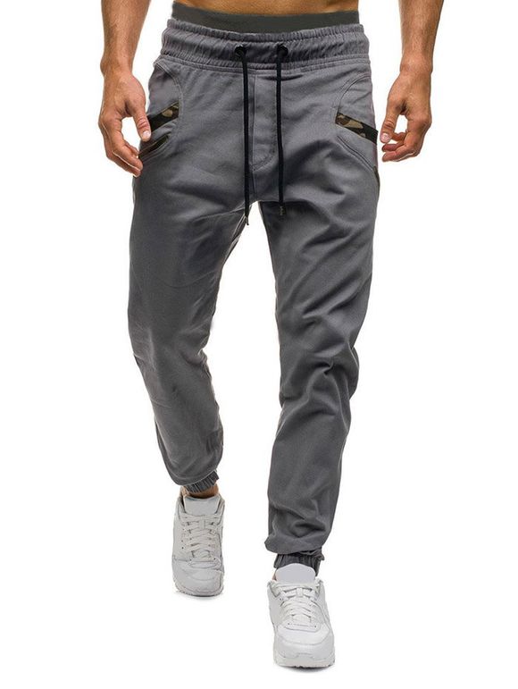 Pantalon de Jogging Ourlet à Camouflage à Cordon - Gris XL