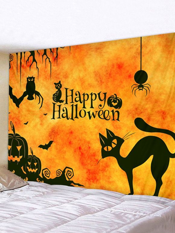 Tapisserie Murale Pendante Art Décoration d'Halloween Animal Dessin Animé Imprimé - multicolor W79 X L59 INCH