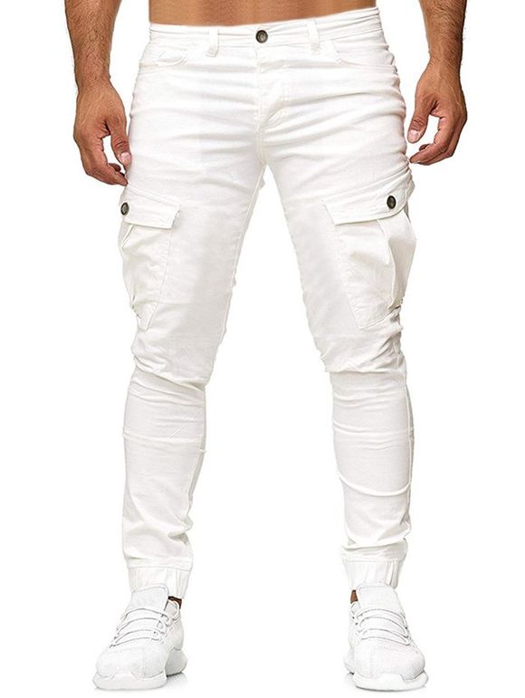 Pantalon de Jogging Cargo Simple Zippé - Blanc XL