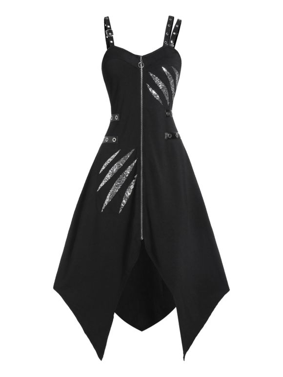 Robe Asymétrique à Paillettes - Noir XL