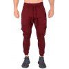 Pantalon de Jogging de Sport Jointif Ourlet Contrasté avec Poche à Rabat - Rouge 3XL