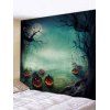 Tapisserie Murale Pendante Art Décoration d'Halloween Nuit et Citrouille Imprimées - Aigue Marine Moyenne W91 X L71 INCH