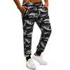 Pantalon de Jogging Camouflage Zippé à Pois Imprimé avec Poches - Noir 2XL