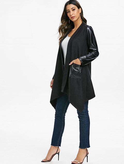 Manteau Tunique Asymétrique Ouvert en Avant