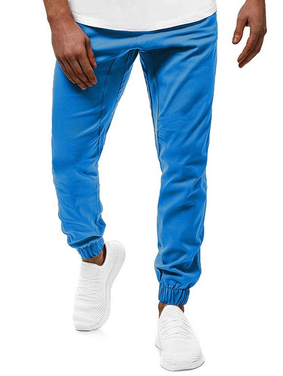 Pantalon de Jogging Décontracté Contrasté avec Poches - Bleu profond XS