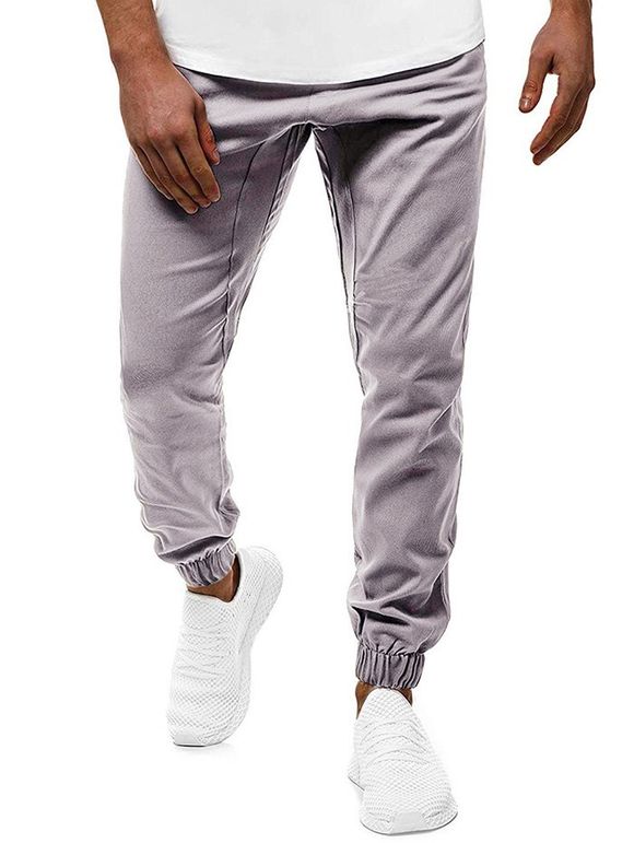 Pantalon de Jogging Décontracté Contrasté avec Poches - Gris 2XL