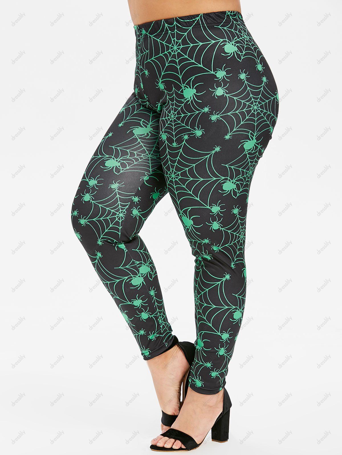[26 OFF] 2021 Plus Size High Rise Spider Web Print