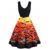 Robe Trapèze d'Halloween Vintage Chauve-souris Imprimé de Grande Taille - Noir 4X
