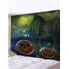 Tapisserie Murale Pendante Art Décoration d'Halloween Nuit Château et Citrouille Imprimés - multicolor W59 X L51 INCH