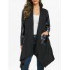 Manteau Tunique Asymétrique Ouvert en Avant - Noir L