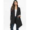 Manteau Tunique Asymétrique Ouvert en Avant - Noir L