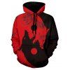 Sweat à Capuche Décontracté à Imprimé Loup avec Poche - Rouge XS