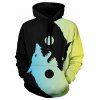 Sweat à Capuche Décontracté à Imprimé Loup avec Poche - Vert Thé XL