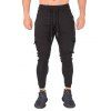 Pantalon de Jogging de Sport Jointif Ourlet Contrasté avec Poche à Rabat - Noir XL