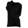 T-shirt Tordu en Avant de Grande Taille - Noir 1X