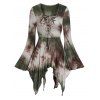 T-shirt d'Halloween Mouchoir Gothique Teinté à Lacets - Vert Noisette L