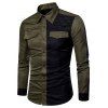 Chemise Boutonnée Contrastée Jointive avec Fausse Poche - Vert Armée L