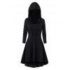 Robe à Capuche Gothique Haute Basse Chinée à Lacets - Noir XL