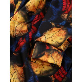 

Colorful Skull Graphic Front Pocket Drawstring Hoodie, Multicolor