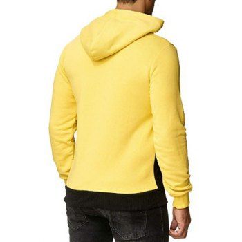 

Colorblock Print Casual Drawstring Hoodie, Yellow
