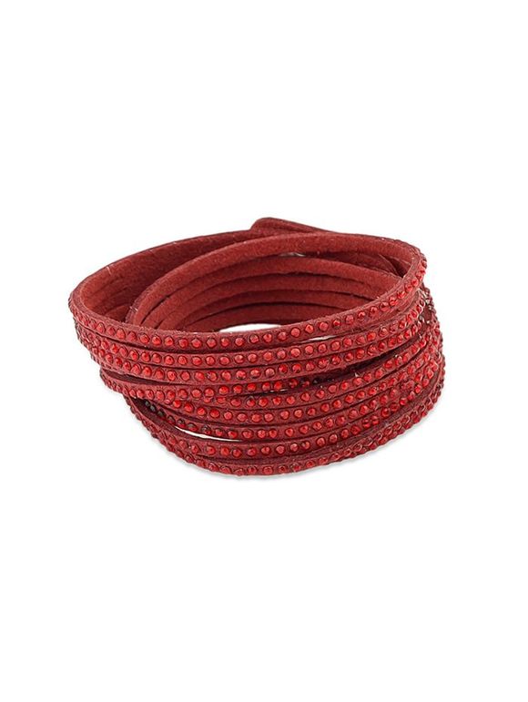 Bracelet Multicouche à Paillettes - Rouge Lave 