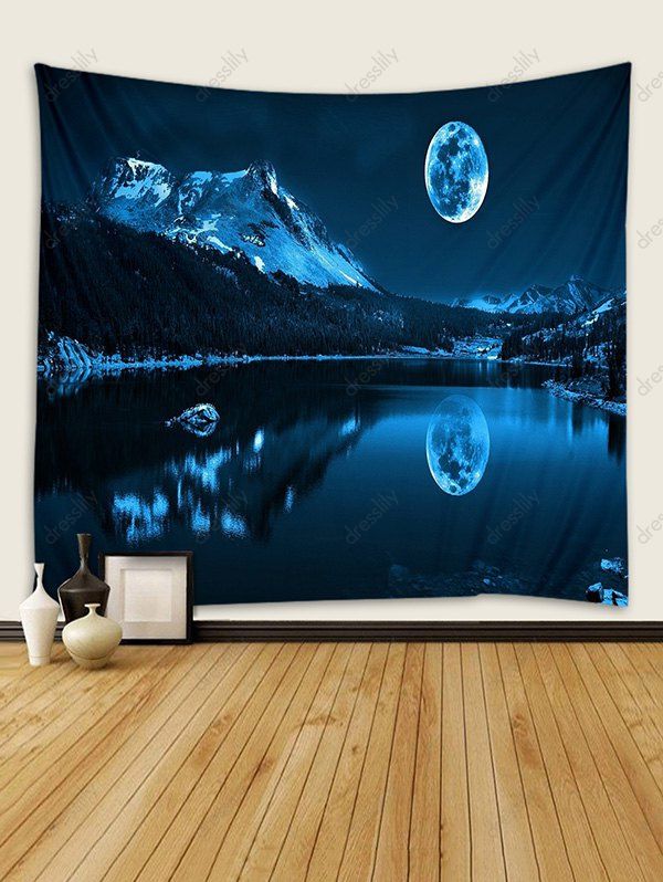 DressLily.com: Photo Gallery - Moon Light Mountain Lake Print Tapestry ...