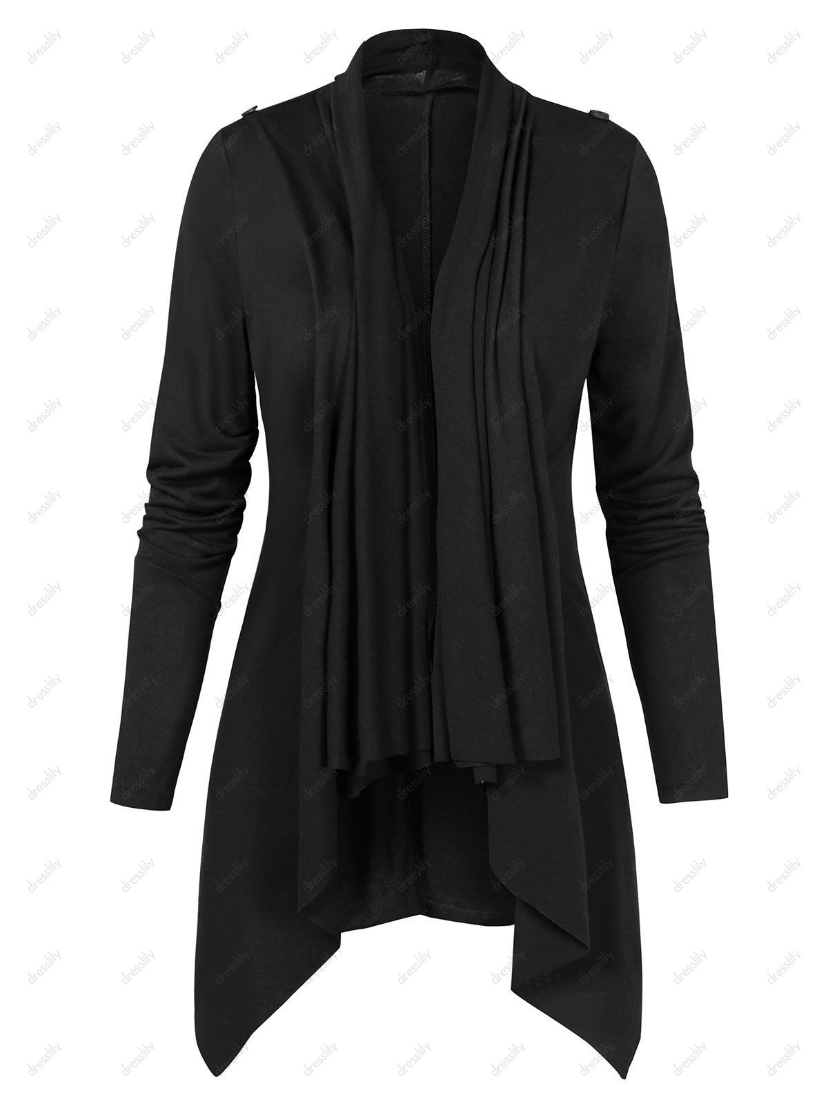 [32% OFF] 2020 Convertible Asymmetric Draped Cardigan In BLACK | DressLily