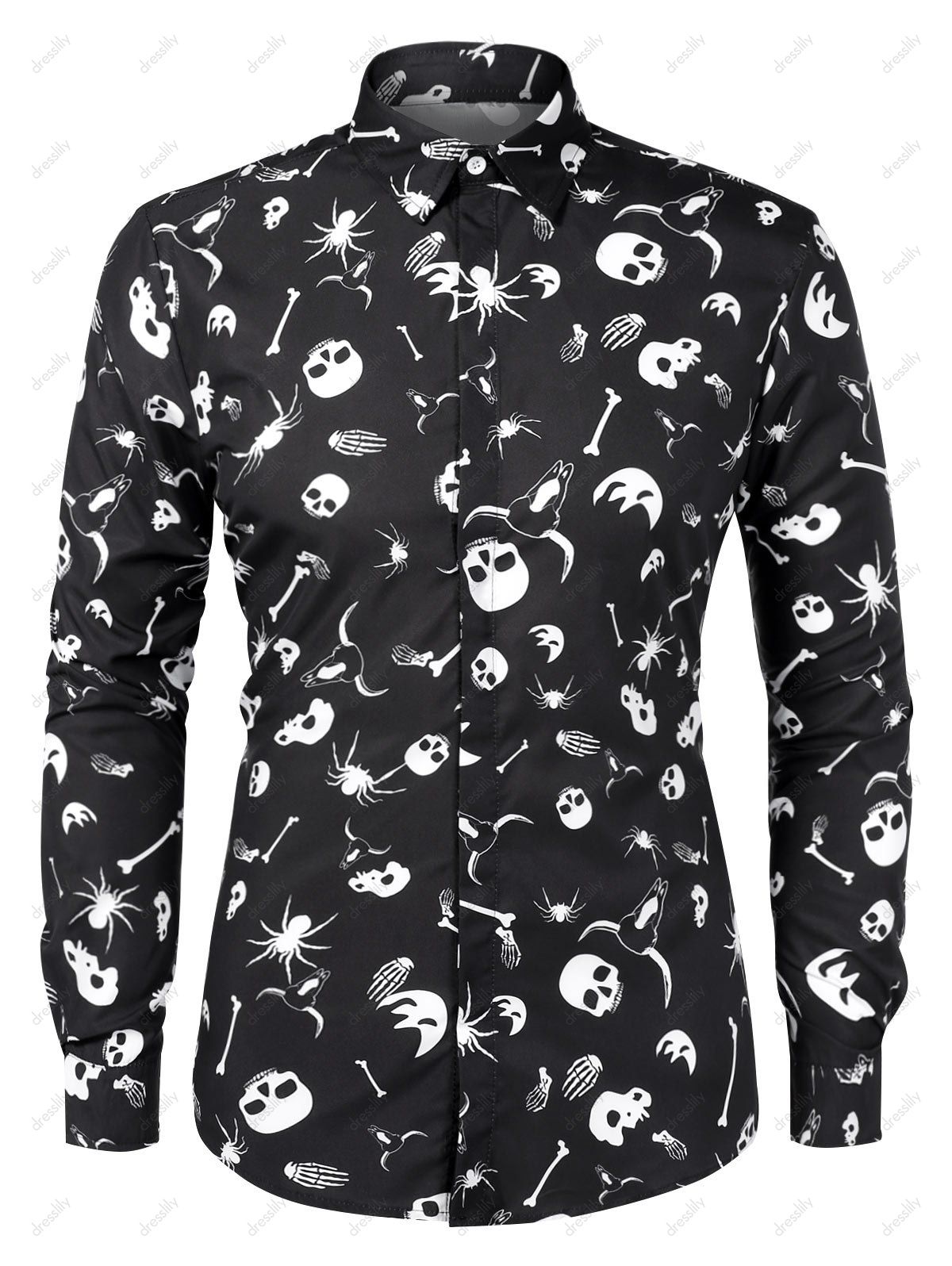 skeleton long sleeve shirt men