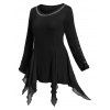 T-shirt d'Halloween Gothique Mouchoir à Chaîne Croisée de Grande Taille - Noir 5X