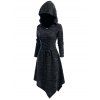 Robe à Capuche Asymétrique Chinée à Lacets - Noir XL