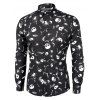 Chemise d'Halloween Gothique Squelette Imprimée à Manches Longues - Noir L