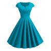 Robe Evasée Vintage de Grande Taille - Bleu Lierre 3X