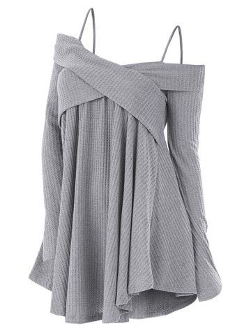 Plus Size Cold Shoulder Criss Cross Cami Knitwear