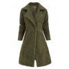 Drop Shoulder Zip Embellished Longline Teddy Coat - DARK FOREST GREEN XL