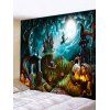 Halloween Pumpkin Castle Witch Pattern Print Tapestry - DARK TURQUOISE W91 X L71 INCH