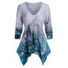 T-shirt Asymétrique Imprimé à Manches Longues - Bleu Cristal S