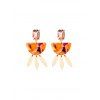 Boucles d'Oreille Pendantes Embellies de Faux Cristal - Orange Citrouille 