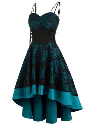 Lace Up High Low Dress