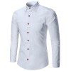 Chemise Boutonnée en Couleur Unie à Manches Longues avec Fausse Poche - Blanc XL